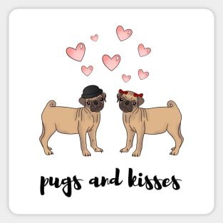 Pugs and kisses - a cute gift for a pug lover Sticker